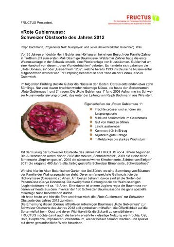 Rote GublernussÂ»: Schweizer Obstsorte des Jahres 2012 - bei Fructus