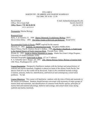 Example Syllabus (.PDF) - MARINE BIOLOGY at Alaska Pacific ...