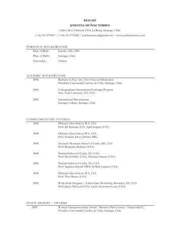 Munoz Resume 2010 - Society for Contemporary Craft