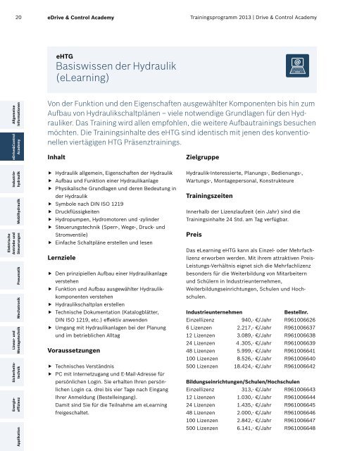 Das Trainingsprogramm 2013 von Rexroth - Bosch Rexroth