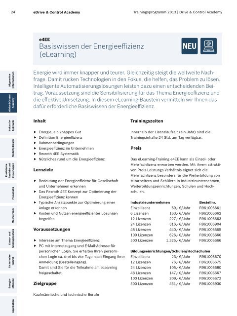 Das Trainingsprogramm 2013 von Rexroth - Bosch Rexroth