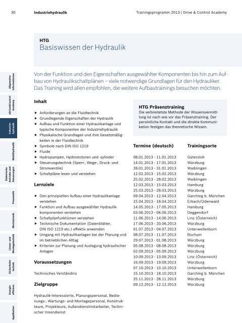 Das Trainingsprogramm 2013 von Rexroth - Bosch Rexroth