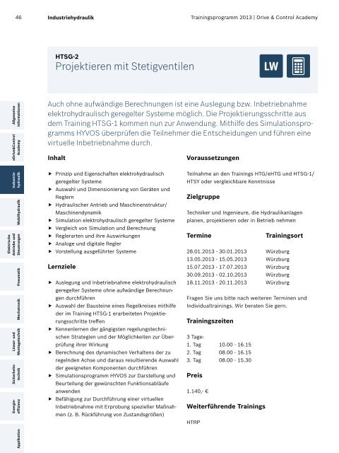 Das Trainingsprogramm 2013 von Rexroth - Bosch Rexroth