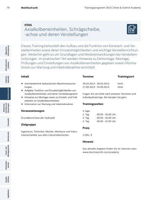 Das Trainingsprogramm 2013 von Rexroth - Bosch Rexroth