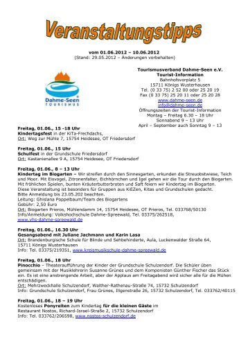 vom 01.06.2012 â€“ 10.06.2012 - Tourismusverband Dahme-Seen eV