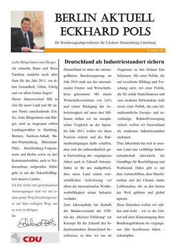 Newsletter 01/2011 des MdB Eckhard Pols