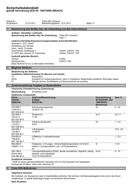 Sicherheitsdatenblatt DE - Schenker & STC