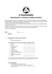 Questionario su interessi, hobby e passioni