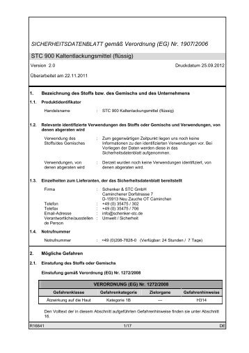 Sicherheitsdatenblatt DE - Schenker & STC Online Shop