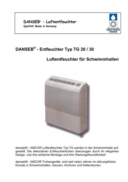 DANSEB - Entfeuchter Typ TG 20 / 30 ... - wasserarzt.de