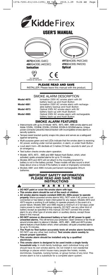 Kidde Firex Smoke Alarm Manual
