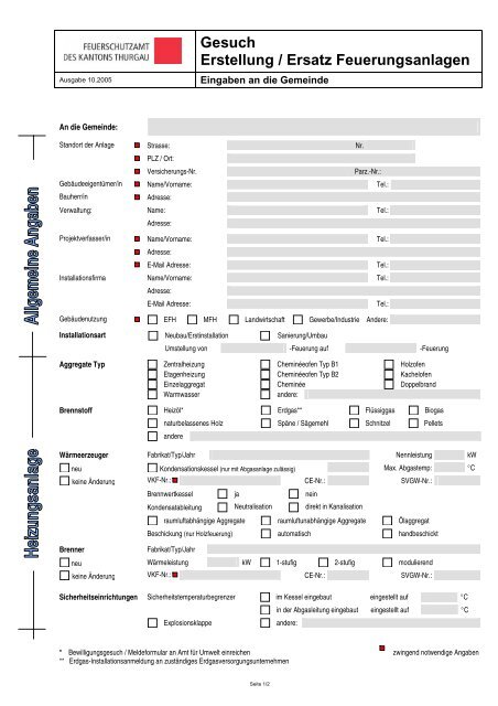 Gesuch Erstellung / Ersatz Feuerungsanlagen