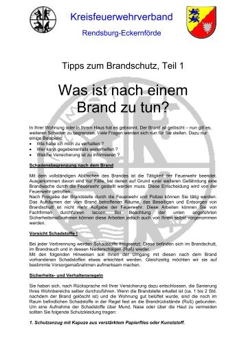 Was ist nach einem Brand zu tun? - Kreisfeuerwehrverband ...