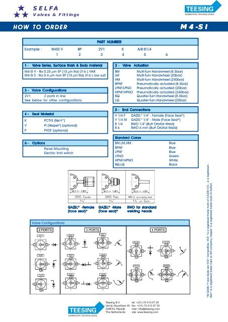 SELFA Valves & Fittings - Teesing BV