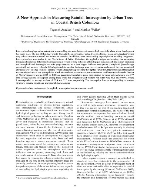 A New Approach in Measuring Rainfall Interception by Urban Trees ...