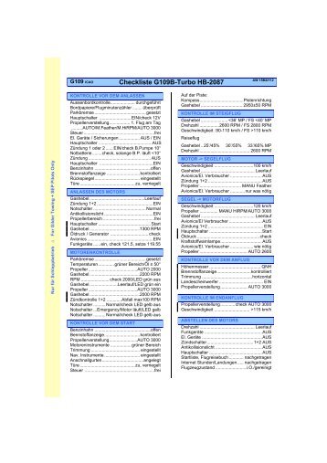 Checkliste G109BT - Schlepppiloten