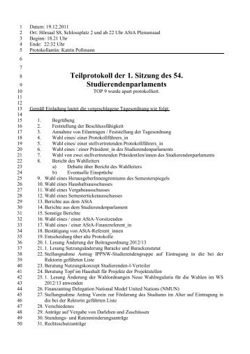 Teilprotokoll der 1. Sitzung des 54 ... - RCDS MÃ¼nster