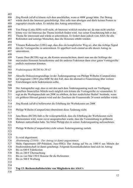 Protokoll 10. Sitzung 54. SP - RCDS MÃ¼nster