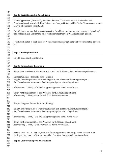 Protokoll 10. Sitzung 54. SP - RCDS MÃ¼nster