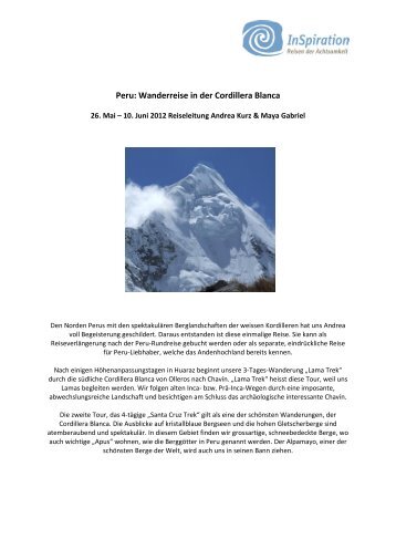 Detailprogramm Cordillera Blanca (pdf) -  InSpiration - Reisen der ...