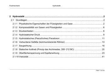 Kapitel 2: Hydrostatik, Teil 1