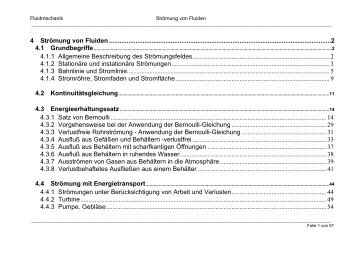 Kapitel 4: Strömung von Fluiden, Teil 1