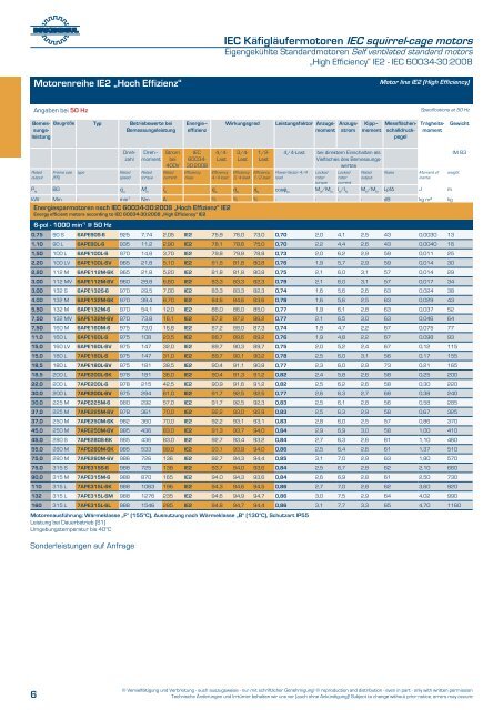 Elektromotoren-Katalog IE2