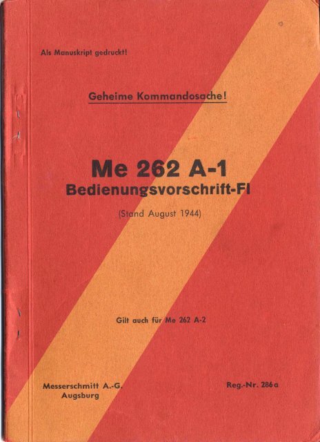 Page 1 Page 2 Reg.-N r. 286 a Geheime Kommandosache! Me262 ...