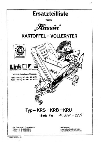 Ersatzteilliste Kartoffelvollernter KR 1969 als PDF zum download