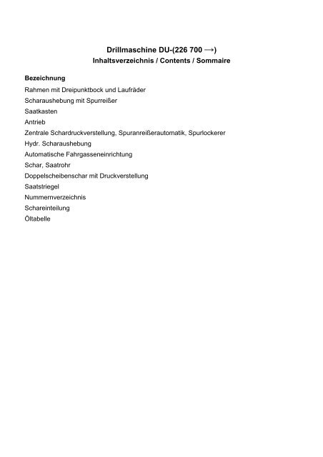 Ersatzteilliste Drillmaschine DU ab 226700 als PDF zum download