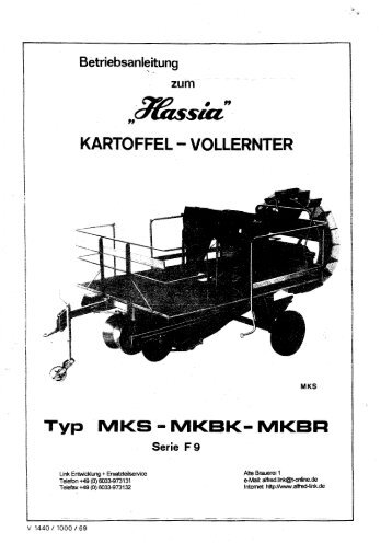 Betriebsanleitung Kartoffelvollernter MK ab 1969 als PDF zum ...