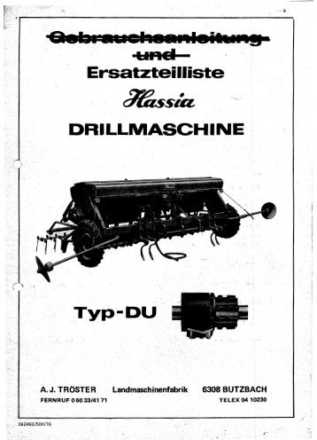 Ersatzteilliste Drillmaschine DU ab 220000 als PDF zum download