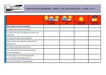 SelbsteinschÃ¤tzungsbogen â Arbeits- und Sozialverhalten â Klasse ...