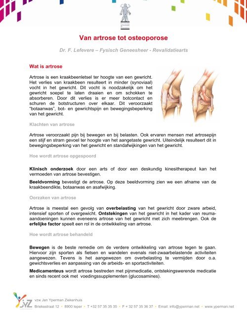 Van artrose tot osteoporose - Jan Yperman Ziekenhuis