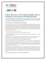 Expert Opinion on LED Lighting Market: Shares, Strategies, and Forecasts, Worldwide By 2020 - By MRRSE