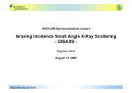 Grazing incidence Small Angle X-Ray Scattering ... - Hasylab - Desy