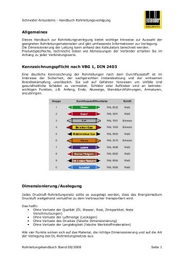 Druckluft Rohrleitungsverlegung Handbuch von Schneider Airsystems