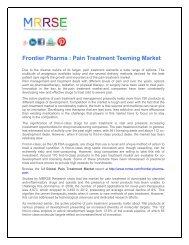 Frontier Pharma : Pain Treatment Teeming Market