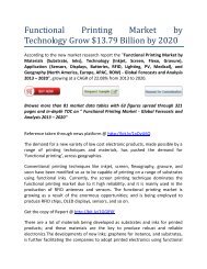Functional Printing Market by Technology Grow $13.79 Billion by 2020