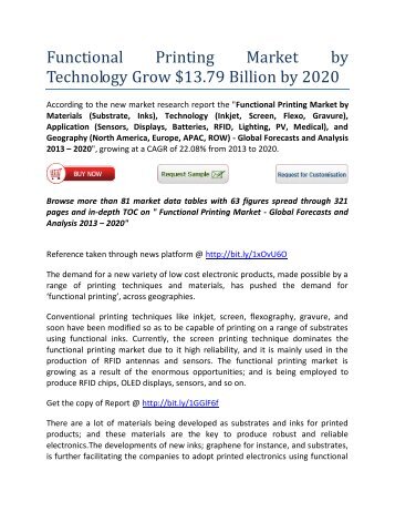 Functional Printing Market by Technology Grow $13.79 Billion by 2020