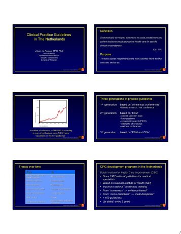 Clinical Practice Guidelines in The Netherlands