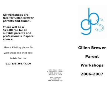workshop schedule 06-07 - The Gillen Brewer School