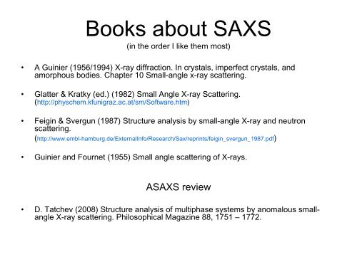 Small-angle X-ray scattering - Hasylab - Desy