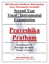 Second Year Vocal / Instrumental Examination ... - of Tabla Niketan