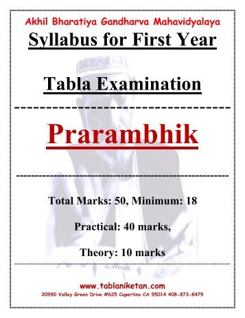 ABGMV Syllabus Prarambhik - of Tabla Niketan