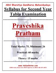 Syllabus for Second Year Tabla Examination ... - of Tabla Niketan