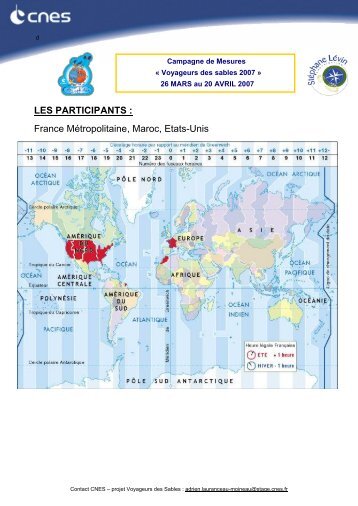 LES PARTICIPANTS : France Métropolitaine, Maroc, Etats-Unis