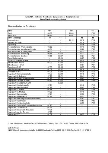 Fahrplan Linie 15 - 181