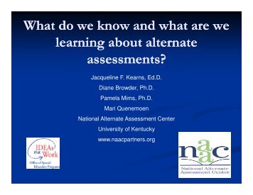 What do we know and what are we learning about alternate ... - NAAC