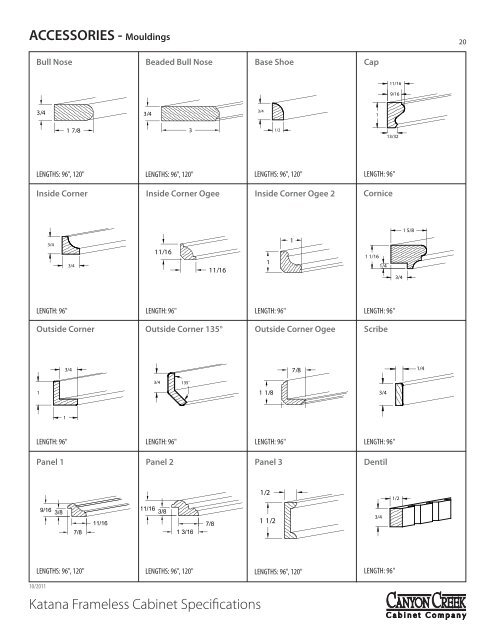 View Katana Specifications - Canyon Creek Cabinet Company